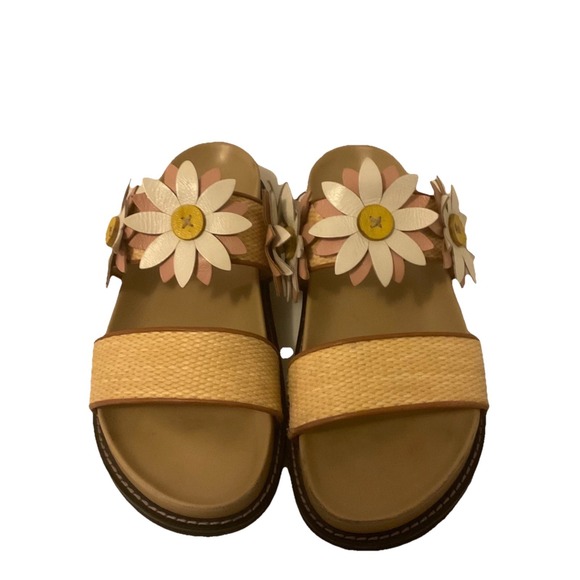 Fabrizio Viti Shoes - Fabrizio Viti Daisy Leather Applique Boho Chic Rafia Woven Strap Sandals 38 US 8
